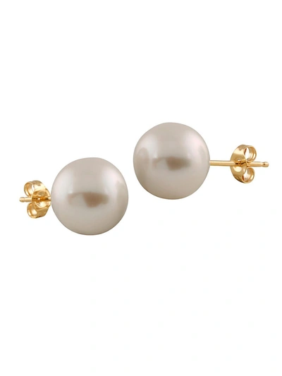 Masako Women's 14k Yellow Gold & 10-10.5mm White Cultured Pearl Stud Earrings