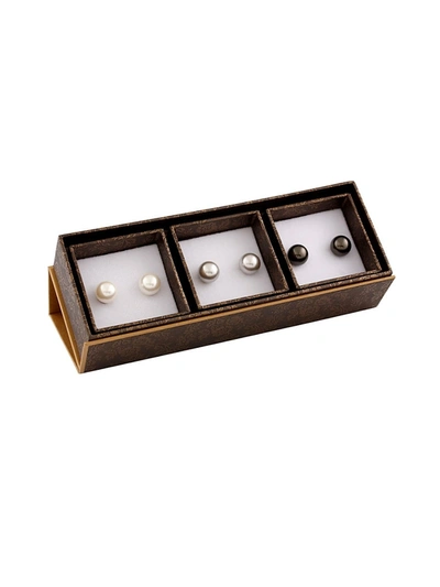Masako Women's Set Of 3 Sterling Silver & 9-9.5mm Cultured Button Pearl Earrings