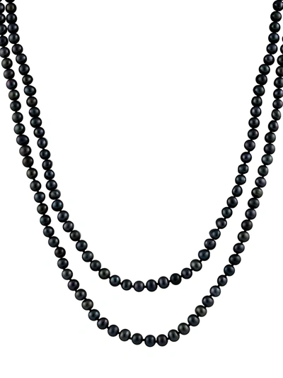 Masako Women's  Pearls 7-8mm Black Pearl Endless Necklace