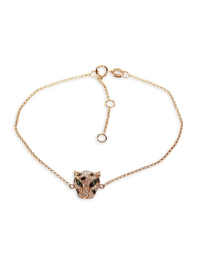 Effy Women's Signature 14kt Rose Gold Diamond And Tsavorite Panther Bracelet