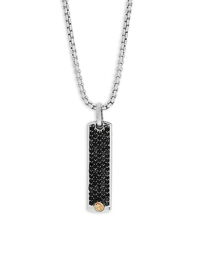 Effy Men's Black Sapphire, 18k Yellow Gold And Sterling Silver Pendant Necklace