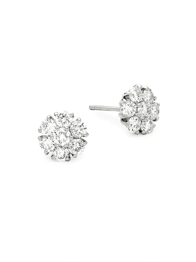 Diana M Jewels Women's Bridal 18k White Gold & 1.50 Tcw Diamond Cluster Stud Earrings