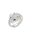 Effy Women's Two Tone 14k Goldplated Sterling Silver, 0.12 Tcw Diamond & Tsavorite Panther Ring In Silver