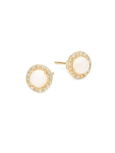 Effy Women's 14k Yellow Gold, Diamond & Opal Stud Earrings