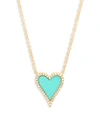 SAKS FIFTH AVENUE WOMEN'S DIAMOND, TURQUOISE AND 14K YELLOW GOLD HEART PENDANT NECKLACE,0400098257678