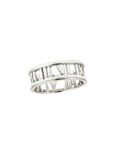 Sterling Forever Women's Roman Numeral Sterling Silver Open Band Ring