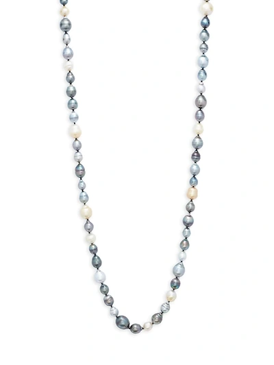 Belpearl Women's 10-14mm Multicolour Drop South Sea & Tahitian Pearl & 14k White Gold Necklace