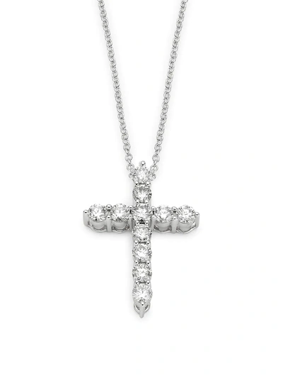 Effy Women's 14k White Gold & Diamond Cross Pendant Necklace