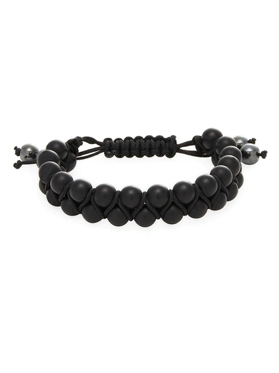 Jean Claude Men's Double Striped Agate Shmabala Bracelet In Black