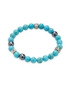 Jean Claude Men's Turquoise, Hematite And Sterling Silver Beaded Bracelet In Aqua