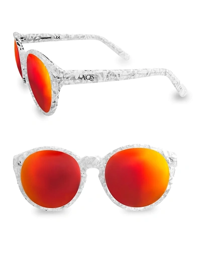Aqs Women's Daisy 53mm Round Sunglasses In White