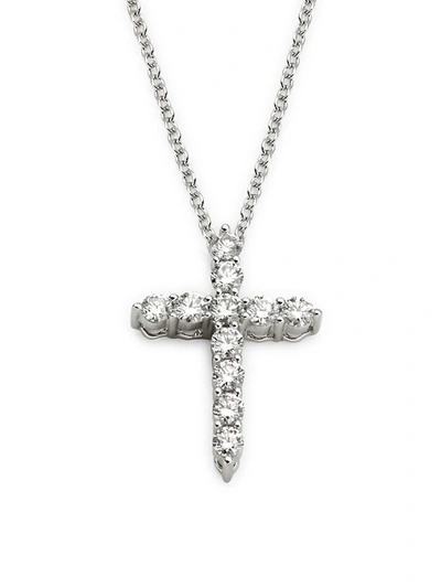 Effy Women's 14k White Gold & Diamond Cross Pendant Necklace
