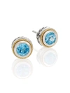 Effy Women's Blue Topaz, Sterling Silver & 18k Yellow Gold Button Earrings In Silver
