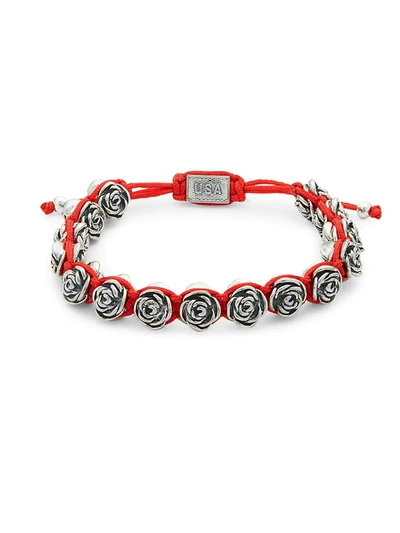 King Baby Studio Men's Macrame Rose Bracelet In Red