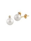 MASAKO WOMEN'S 14K YELLOW GOLD, CULTURED JAPANESE AKOYA PEARL & DIAMOND EARRINGS,0400096020648