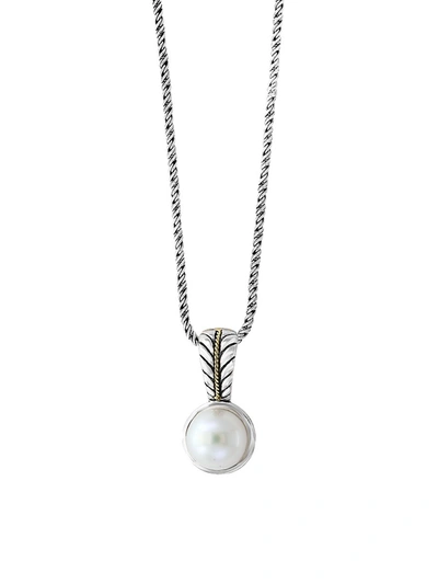 Effy Women's 18k Yellow Gold And Sterling Silver Pearl Pendant Necklace