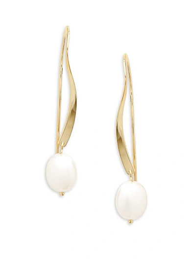 Saks Fifth Avenue Women's 14k Yellow God & 10mm Cultured Pearl Drop Earrings