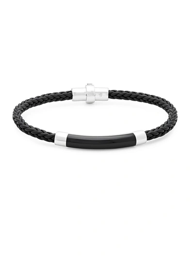 Effy Men's Black Agate, Sterling Silver And Leather Braided Bracelet