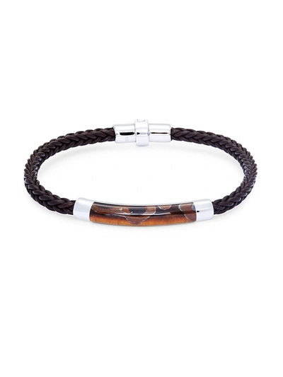 Effy Men's Tiger's Eye, Sterling Silver & Leather Braided Bracelet