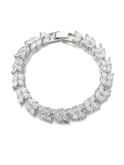 Eye Candy La Women's Luxe Crystal Double Stack Leaf Tennis Bracelet In Neutral
