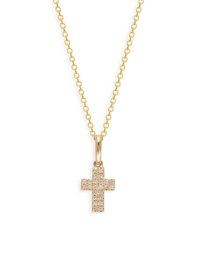Effy Women's 14k Yellow Gold & 0.08 Tcw Diamond Cross Pendant Necklace