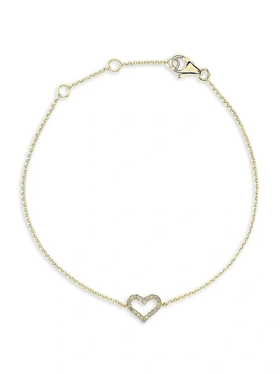 Effy Women's 14k Yellow Gold & Diamond Heart Bracelet