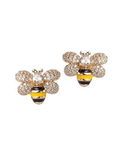 Eye Candy La Women's Luxe Crystal Sparkly Bee Stud Earrings In Neutral