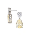 Cz By Kenneth Jay Lane Women's Silvertone & Cubic Zirconia Double-pear Drop Earrings In Brass