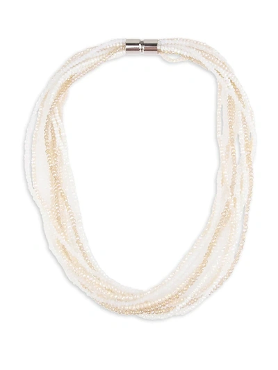 Saachi Women's Multi-strand Crystal Beaded Necklace In White