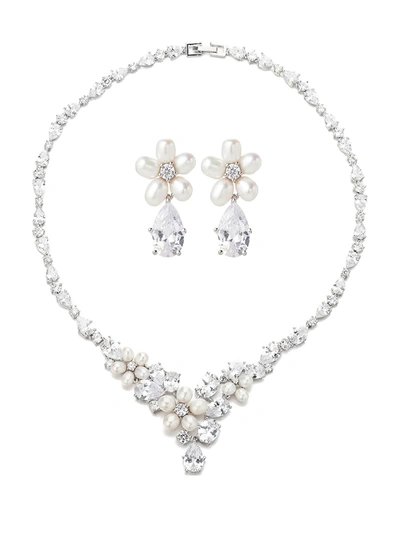Eye Candy La Cz Crystal Necklace Set In White