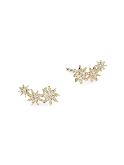 Saks Fifth Avenue Women's Collection 0.06 Tcw Diamond Star 14k Yellow Gold Stud Earrings
