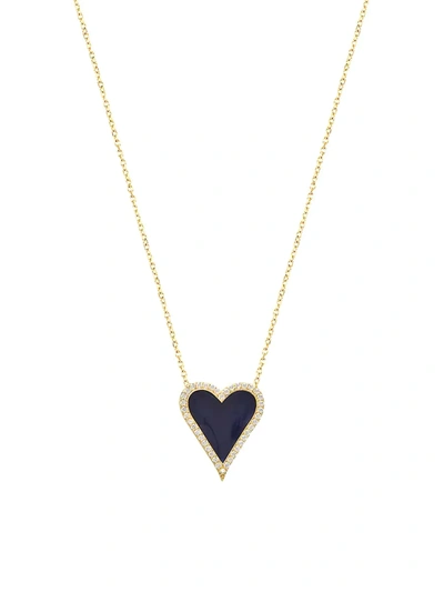 Gabi Rielle Women's Cubic Zirconia & Enamel Pave Border Heart Pendant Necklace In Gold