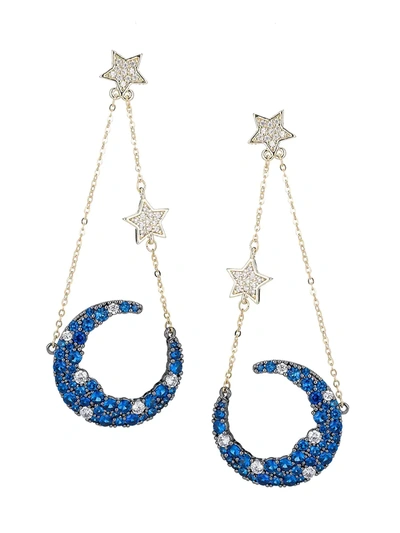Eye Candy La Women's Luxe Crystal Star & Moon Drop Earrings In Neutral