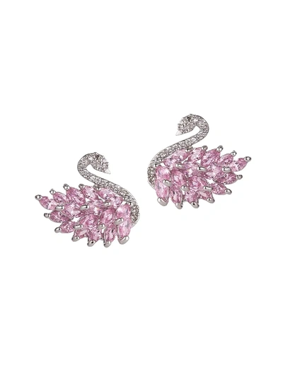 Eye Candy La Women's Luxe Swan Crystal Stud Earrings In Neutral