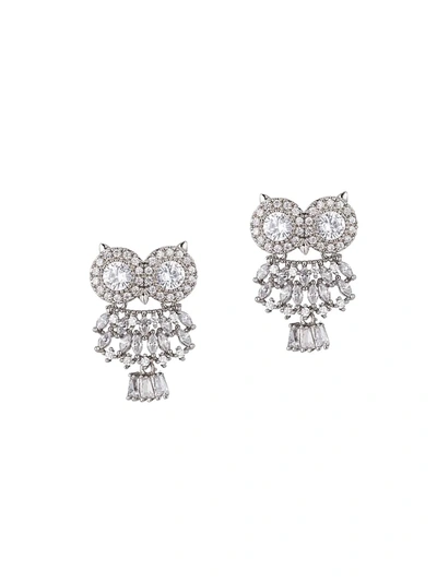 Eye Candy La Women's Luxe Owl Crystal Drop Earrings In Neutral