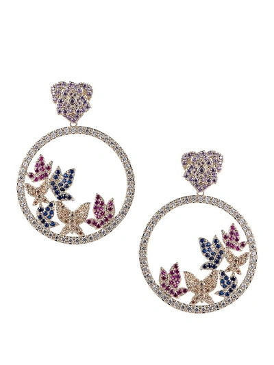 Eye Candy La Women's Luxe Crystal Butterfly Hoop Earrings In Pink