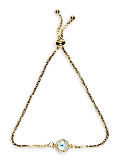 Eye Candy La Women's Luxe 18k Goldplated Crystal Evil Eye Charm Bracelet In Neutral
