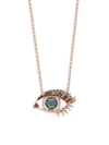 Effy Women's 14k Rose Gold White, Black & Blue Diamond & Ruby Eye Pendant Necklace In Black