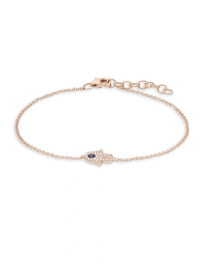 Saks Fifth Avenue Women's Hamsa 14k Rose Gold, Sapphire & Diamond Bracelet