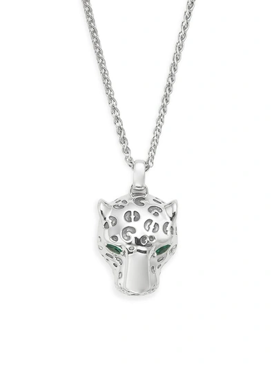 Effy Men's 925 Sterling Silver Emerald Panther Pendant Necklace