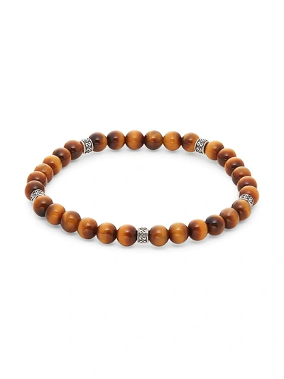 Effy Men's Sterling Silver & Agate Bead Bracelet In Brown