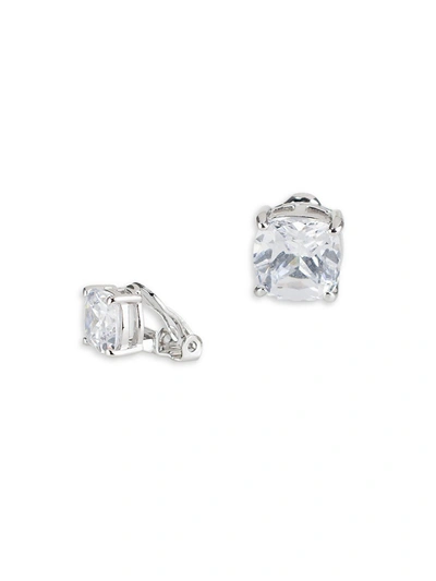 Cz By Kenneth Jay Lane Women's Silvertone & Cubic Zirconia Clip-on Earrings In Neutral