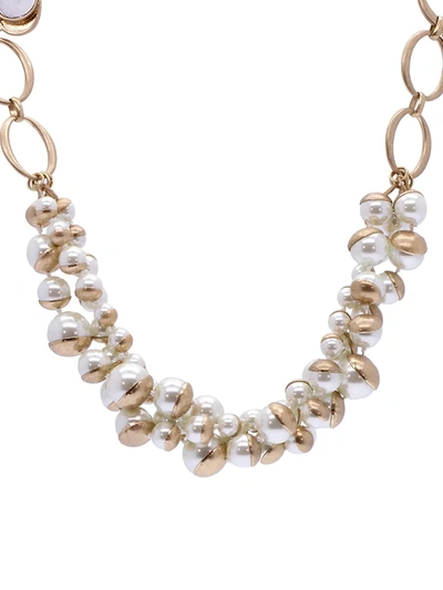 Saachi Women's Half Moon Faux Pearl Layered Necklace In Neutral