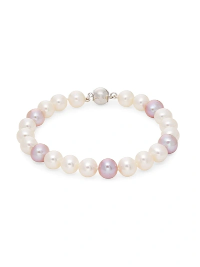 Belpearl Women's Sterling Silver & 8mm-9mm Multicolored Off-round Cultured Freshwater Pearl Bracelet