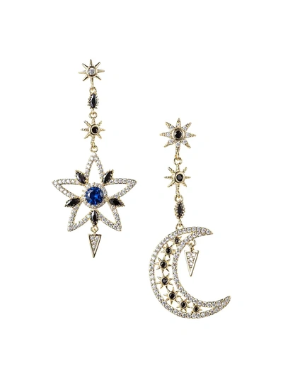 Eye Candy La Women's Luxe Crystal Star & Moon Drop Earrings In Neutral