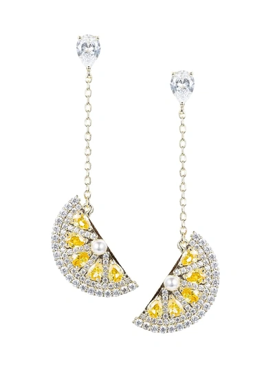 Eye Candy La Women's Crystal Lemon Drop Linear Earrings