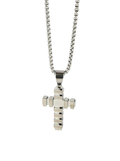 Jean Claude Dell Arte Stainless Steel Cross Necklace In Neutral