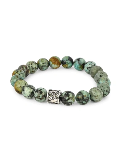 Jean Claude Men's Dell Arte Sterling Silver & Turquoise Beaded Bracelet In Green