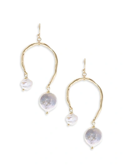 Saachi Women's Goldtone & 5-10mm Baroque White Pearl Drop Earrings