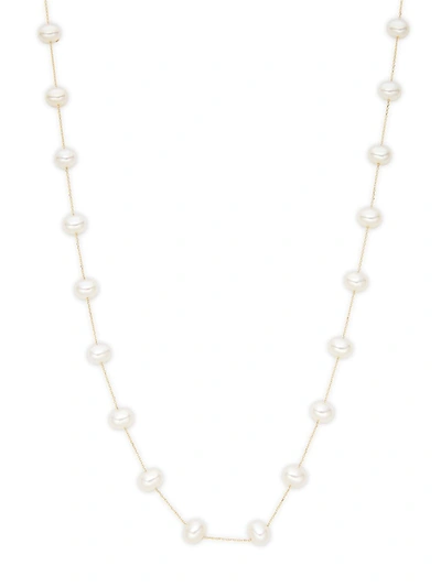 Effy Women's 14k Yellow Gold, Diamond & 6mm-10mm Oval Pearl Station Necklace